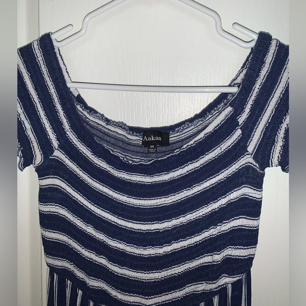 Women’s Blue and White Striped Romper - Size Medium - Picture 4 of 6